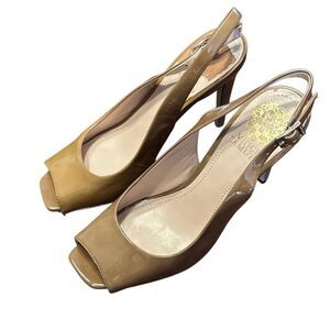 Vince Camuto Tan Patent Leather Halga Ultra High Heels Women’s US 6.5 M